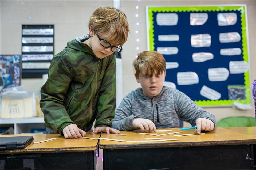 Hunters Bend Elementary fifth graders in class